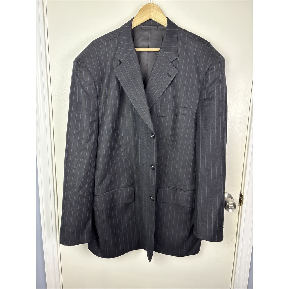 Loro Piana Men's Blazer Size 50 Black Striped Wool Surgeon Cuffs